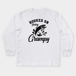Fishing grandpa - Hooked on being grampy Kids Long Sleeve T-Shirt